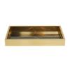 Deco 79 Plastic Geometric Living Room Decor Tray Ottoman Tray with Black Glass, Set of 2 Serving Tray 16", 14" W, Gold view 3