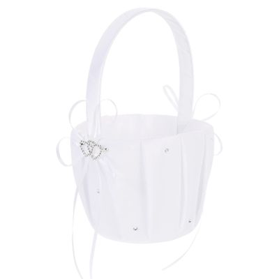 Homoyoyo 1pc Flower Basket Girls Bridal White Bow Farmhouse Basket Engagement Wedding Flower Petal Wedding with Handle Floral Girl