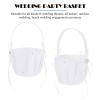 Homoyoyo 1pc Flower Basket Girls Bridal White Bow Farmhouse Basket Engagement Wedding Flower Petal Wedding with Handle Floral Girl view 3