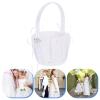 Homoyoyo 1pc Flower Basket Girls Bridal White Bow Farmhouse Basket Engagement Wedding Flower Petal Wedding with Handle Floral Girl view 4
