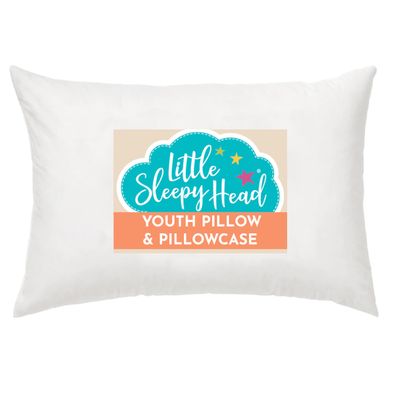 Little Sleepy Head Youth Pillow 16x22 with Hypoallergenic Cotton Pillow case Youth Pillows for Sleeping Age 5-10 - Snugly Designed Youth Neck Pillows for Travel, School and Bedtime - (White)