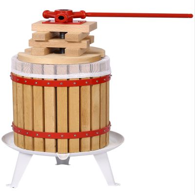 3.17Gallon/12L Fruit Wine Cider Press - Solid Wood Basket with Handle Bar Fruit Wine Cider Press - More Stable - Vintage Traditional Juicer, Apple Grape Fruit Press for Juice Maker