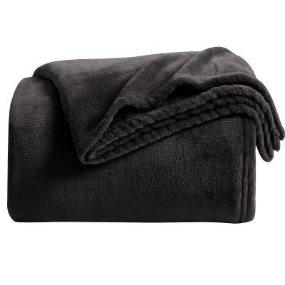 KMUSET Super Soft Throw Blanket Premium Silky Flannel Fleece Twin Size Black Microfiber Lightweight Blanket All Season Use,60X80 inches
