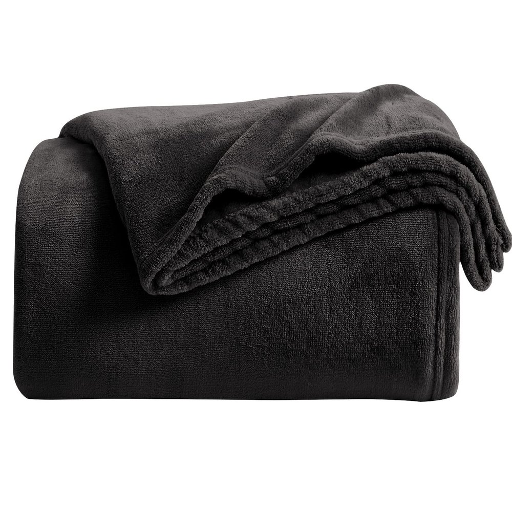 KMUSET Super Soft Throw Blanket Premium Silky Flannel Fleece Twin Size Black Microfiber Lightweight Blanket All Season Use,60X80 inches