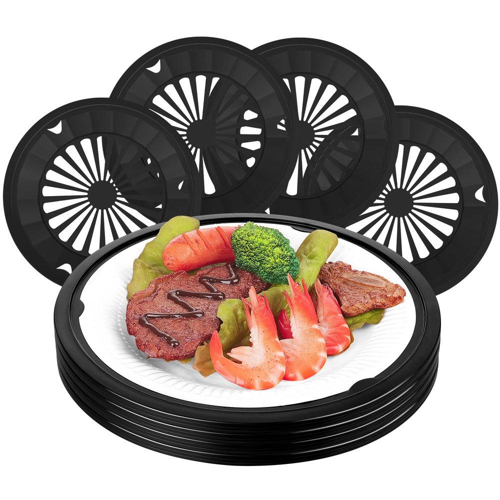 Tessco for you 24 Pcs Reusable Plastic Paper Plate Holders 10 Inch Heavy Duty Plastic Paper Plate Holder Set with Snap in Grooves for 9 Inch Plates, Dishwasher Safe for Picnic Party BBQ (Black)