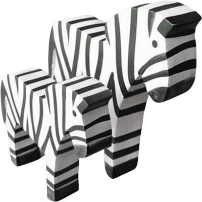 2pcs Wooden Zebra Statues Animal Figurines Handmade Zebra Sculpture for Bookshelf TV Stand Home Showpiece Desktop Decor