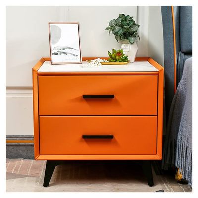 TOMYEUS Bedside Table Bedside Table Double Drawer Modern Small Cabinet Simple Small Bedside Storage Cabinet Home Bedroom Bedside Cabinet with Metal Legs Nightstand Storage Unit (Color : B)