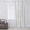Abstract Semi Sheer Curtains Drapes for Living Room,Bedroom,French Doors Window 63 Inches Long,Beige Teal Geometric Minimalistic Brush Stripes Rod Pocket Chiffon Curtain Drapery Voile Draperies Panel view 2