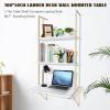 AKaSping Wall Mount Desk 3-Tier Ladder Computer Desk with Storage Bookshelf Wall Table Industrial Bookcase Desk Industrial Floating Shelves for Home Office White view 3