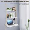 AKaSping Wall Mount Desk 3-Tier Ladder Computer Desk with Storage Bookshelf Wall Table Industrial Bookcase Desk Industrial Floating Shelves for Home Office White view 4