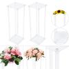 Acrylic Column Vases for Wedding Tables, 2 Clear Flower Stands, Modern Centerpiece Decor view 4