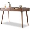 Computer desk solid wood desk light luxury modern environmental protection writing desk study desk home boss desk living room multifunctional desk with drawers ( Color : Walnut , Size : 120*56*76cm ) view 1