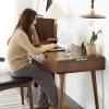 Computer desk solid wood desk light luxury modern environmental protection writing desk study desk home boss desk living room multifunctional desk with drawers ( Color : Walnut , Size : 120*56*76cm ) view 2