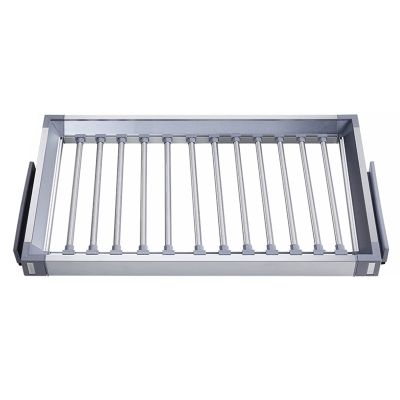 JIAOCKJIAO Wardrobe Pull Out Trousers Rack, Rectangle Pull Out Pants Rack, Multifunction Extendable Closet Valet Rod Double Row Rails, for Spaces or cabinets Without top Panels