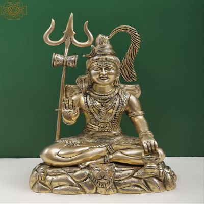 Exotic India 15" Brass Mahadeva Lord Shiva - Brass