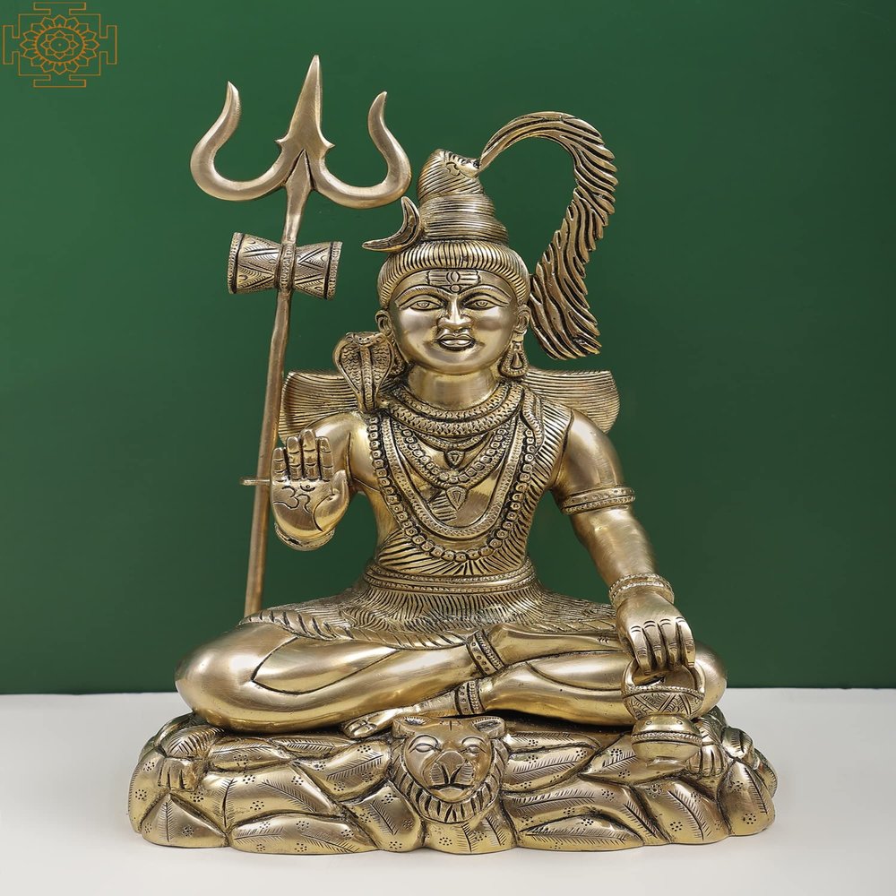 Exotic India 15" Brass Mahadeva Lord Shiva - Brass