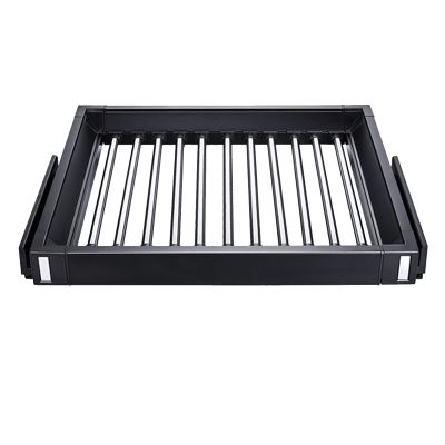 JIAOCKJIAO Wardrobe Pull Out Trousers Rack, Rectangle Pull Out Pants Rack, Multifunction Extendable Closet Valet Rod Double Row Rails, for Spaces or cabinets Without top Panels
