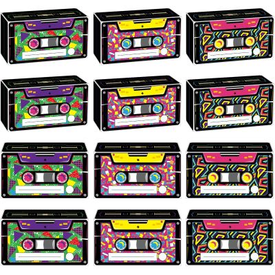 Funrous 12 Pcs 80s90s Party Favors Novelty Boom Favor Boxes Back to the 1980s Retro Cassette Treat Boxes Radio Decorations Table Centerpieces for Retro 1980s 1990s Hip Hop Birthday Party