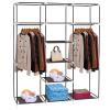 69" Portable Clothes Closet Wardrobe Storage Organizer with Shelves and Non-Woven Fabric Cover for Hanging Clothes, Easy Assembly (Brown) view 2