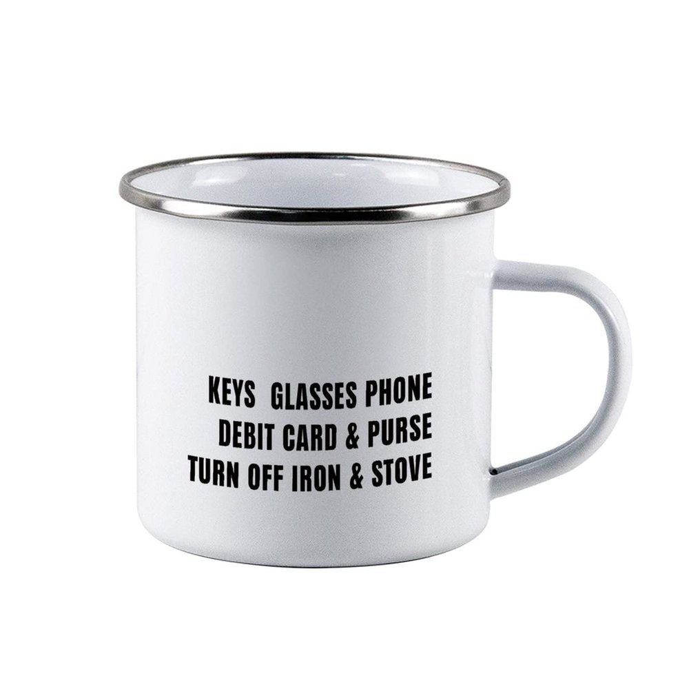 Funlucy 10 Oz Enamel Mug Metal Camping Mug Outdoor Camping Coffee Cup Keys Glasses Phone Debit Card Coffee Mug for Camping Backpacking Hiking Fishing Housewarming Gifts