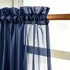 Navy Blue Valance 16 inches Long Sheer Curtain Valence Living Room Bedroom Kitchen over Sink Voile Transparent Linen Textured Valance Curtain Small Short Door Window Treatment 1 Panel Rod Pocket view 2