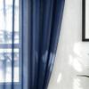 Navy Blue Valance 16 inches Long Sheer Curtain Valence Living Room Bedroom Kitchen over Sink Voile Transparent Linen Textured Valance Curtain Small Short Door Window Treatment 1 Panel Rod Pocket view 3