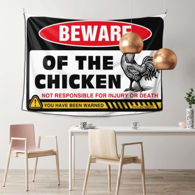 Boys Room Decor Teenager Beware of Chicken Tapestry Bedroom Decor Aesthetic Backyard Bar Decor ( Size : 100X150CM )
