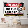 Boys Room Decor Teenager Beware of Chicken Tapestry Bedroom Decor Aesthetic Backyard Bar Decor ( Size : 100X150CM ) view 1