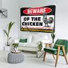 Boys Room Decor Teenager Beware of Chicken Tapestry Bedroom Decor Aesthetic Backyard Bar Decor ( Size : 100X150CM ) view 2