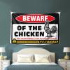 Boys Room Decor Teenager Beware of Chicken Tapestry Bedroom Decor Aesthetic Backyard Bar Decor ( Size : 100X150CM ) view 3