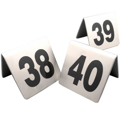 V3VOGUE Table Number 1-20/1-50/1-100, Stainless Steel Table Signs, Double-Sided Number Tags, V Shape, for Restaurant Bar Cafe Weddings Place Table Marker Place Cards