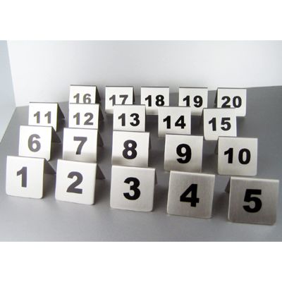 V3VOGUE Table Number Holder Stainless Steel Table Signs Used for Restaurants Hotels Cafes Bar Pub - 1-20/50/100 Metal Stackable Table Number Cards - Sturdy and Easy to Clean