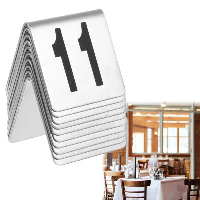 V3VOGUE Restaurant Table Signs, Stainless Steel Tent Style Table Number Stands Uses for Restaurants Cafes Pizza Shop, Number 1-20/50/100, 5x5cm Stackable Table Numbers Cards