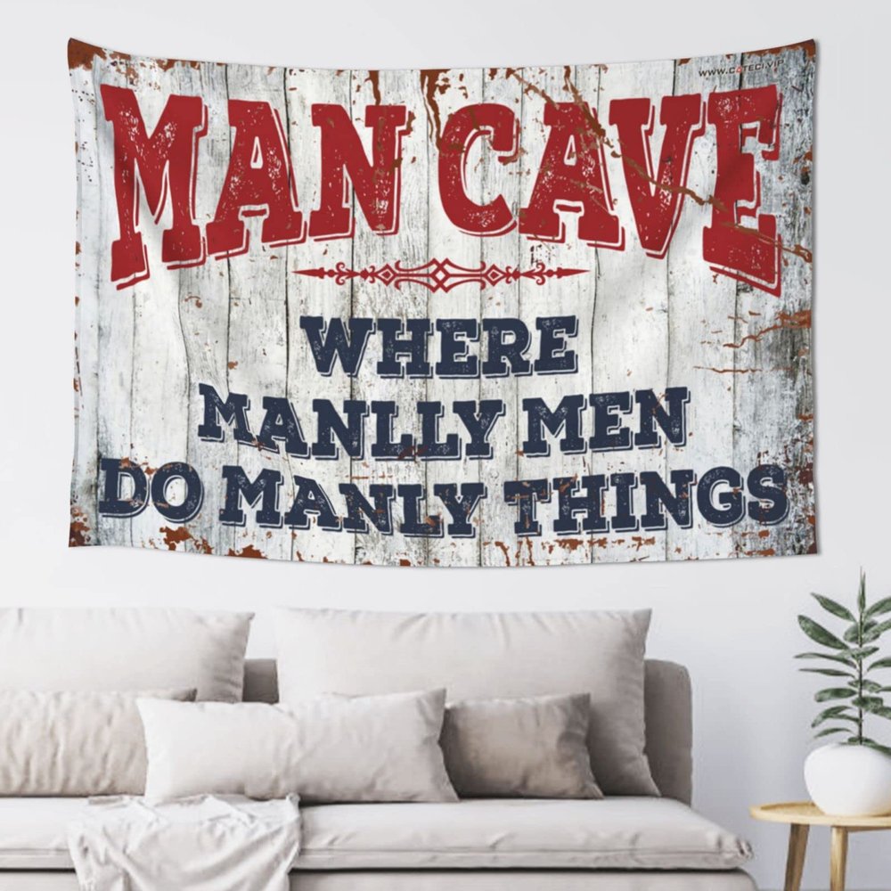 Boys Room Decor Teenager Where Manlly Men Do Manly Things Tapestry Bedroom Decor Aesthetic Backyard Bar Decor ( Size : 75X100CM )