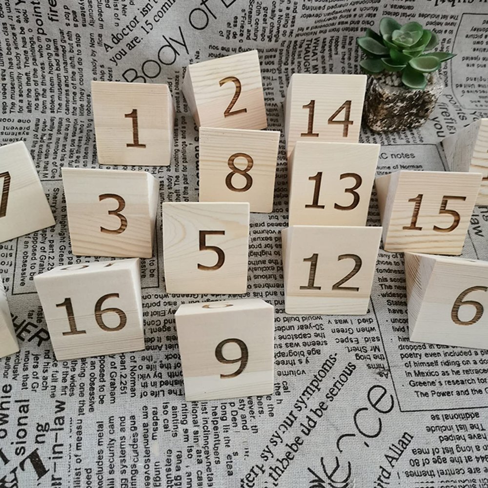 Retro Wooden Table Number Plate 1-25/1-50, 6x5cm Wooden Table Numbers Cards - Beautiful And Sturdy - Digital Restaurant Table Sign For Hotel Restaurant Cafe Bar ( Color : Wood B , Size : 1 to 25 )