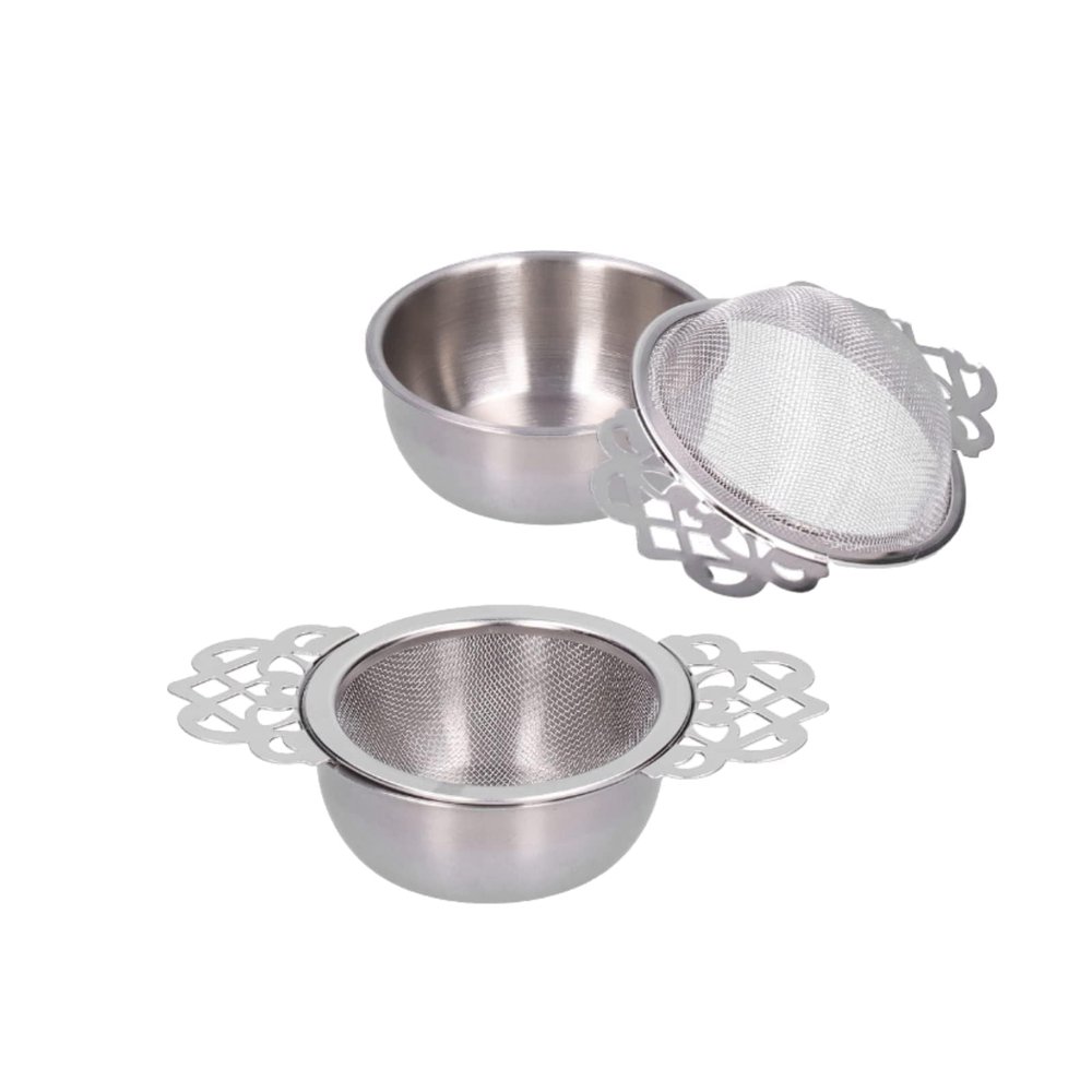2Pcs Tea Infuser, Stainless Steel Tea Strainers for Loose Tea Mesh Tea Infuser Tea Strainers with Drip Bowls Tea Diffuser for Loose Tea(Silver)