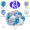 13th Birthday Balloon, Pack of 20 Blue Silver Happy 13th Birthday Latex Confetti Balloon Ribbons for 13th Teenager Boys Birthday Party 13 Year Old Birthday Supplies 12inch (Blue) view 2