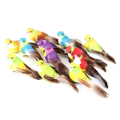 12Pcs Artificial Colorful Birds, Feathered Bird Clips Decorative Birds for Christmas Tree Feathered Birds for Home Wedding Decor