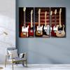 3 Panel Canvas Wall Art Musical Instrument Decorations Guitar Picture Poster and Prints Modern Home Wall Decor Music Artwork Wood Framed Gallery-Wrapped Ready to Hang, 60" Wx40 H view 2