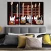 3 Panel Canvas Wall Art Musical Instrument Decorations Guitar Picture Poster and Prints Modern Home Wall Decor Music Artwork Wood Framed Gallery-Wrapped Ready to Hang, 60" Wx40 H view 3