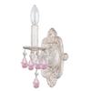 Bailey Street Home Traditional 1 Light Candle Wall Sconce with Rose Colored Hand Cut Crystal in Antique White view 1