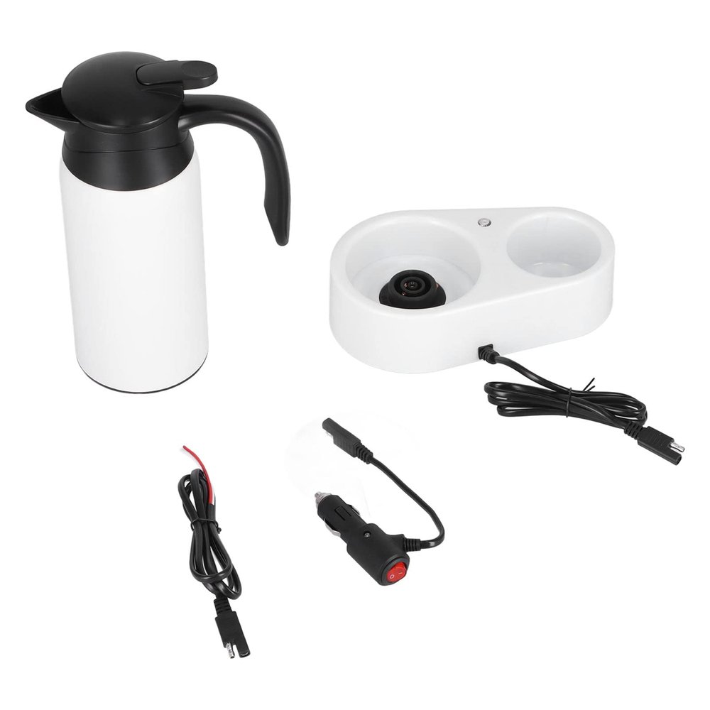 800ml Portable Car Water Dispenser with White Base Silicone Sealing for Hoop Cover for Travel Boil Water(White), Electric Car Kettle, Electric Car Kettle, 800ml Portable Car Water DispPortable Electr