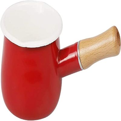 550ml Non-stick Milk Pan Double Mouth Mini Enamel Mixture Cooking Soup Pot (Color : A)