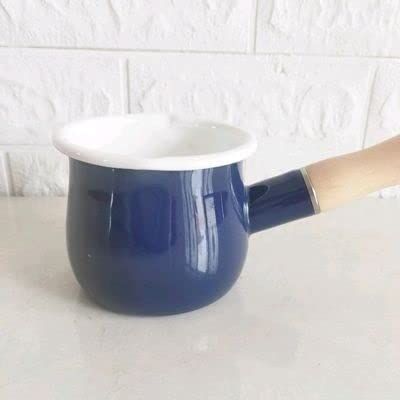 550ml Non-stick Milk Pan Double Mouth Mini Enamel Mixture Cooking Soup Pot (Color : C)
