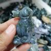 HXSCOO Natural Moss Agate Carved Seahorse/Dinosaur/Alpaca Statues Crystal Healing Animal Sculptures (Color : Burgundy) view 2