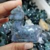 HXSCOO Natural Moss Agate Carved Seahorse/Dinosaur/Alpaca Statues Crystal Healing Animal Sculptures (Color : Burgundy) view 3