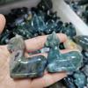 HXSCOO Natural Moss Agate Carved Seahorse/Dinosaur/Alpaca Statues Crystal Healing Animal Sculptures (Color : Burgundy) view 4