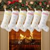 AtiMing White Faux Fur Personalized Christmas Stockings Family of 6 Large Plush Custom Embroidery Christmas Stockings with Names Sequin Snowflakes Customized Stockings for Xmas Fireplace Decorations view 2