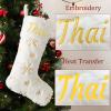 AtiMing White Faux Fur Personalized Christmas Stockings Family of 6 Large Plush Custom Embroidery Christmas Stockings with Names Sequin Snowflakes Customized Stockings for Xmas Fireplace Decorations view 3