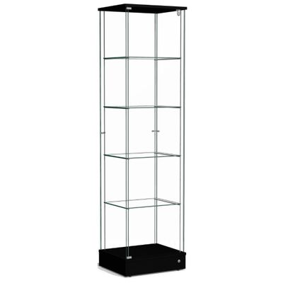 ALBO Glass Showcase Display Cabinet, Fast Installation Floor-Standing | 35,5x16,2x75 | for Bedroom Office Cabinet (Black)